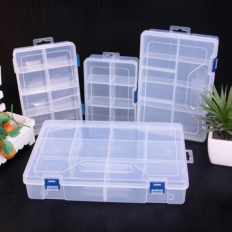 Multi-grid transparent removable hardware components, parts, screws, tools, sundries classification and induction plastic sortin
