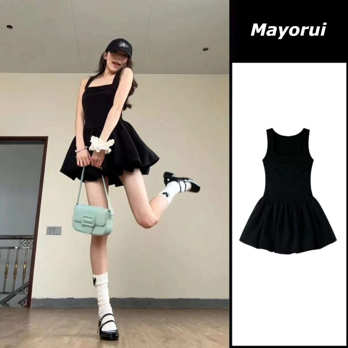 Dames zwarte mouwloze mini-jurk herfst elegantie Franse stijl bodycon a-lijn ballerina zoete cinched taille voor vakantie-outfit