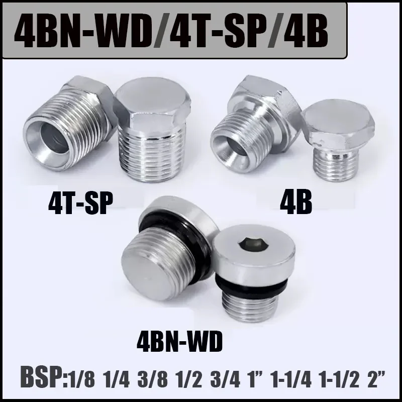 

ED Sealing Ring Plug Outer and Inner Hexagonal Plug Oil Plug BSP Thread 1/8" 1/4" 3/8" 1/2" Bolt Oil Water Pipe Fitting Plug Cap