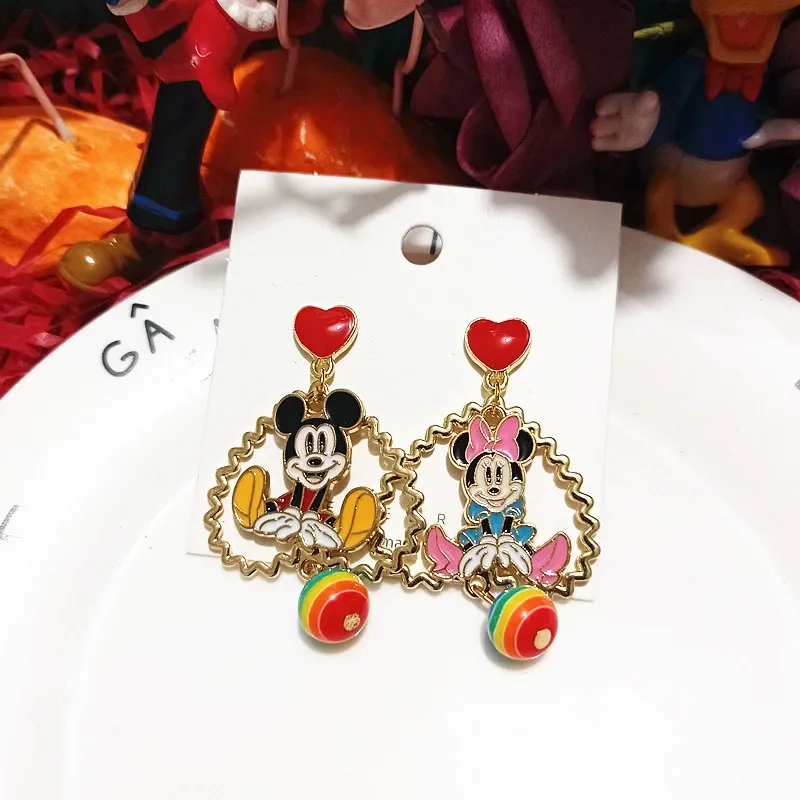 Disney Mickey Mouse Drop Earrings 2022 Korean Fashion  Creative Cute Princess Stud Earrings Jewelry Women\'s Party Birthday Gifts