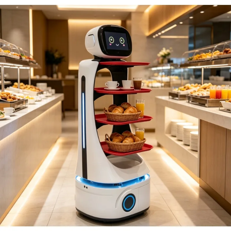 Commercial Autonomous Food Delivery Robot Smart Waiter Robot For Restaurant Serving & Reception