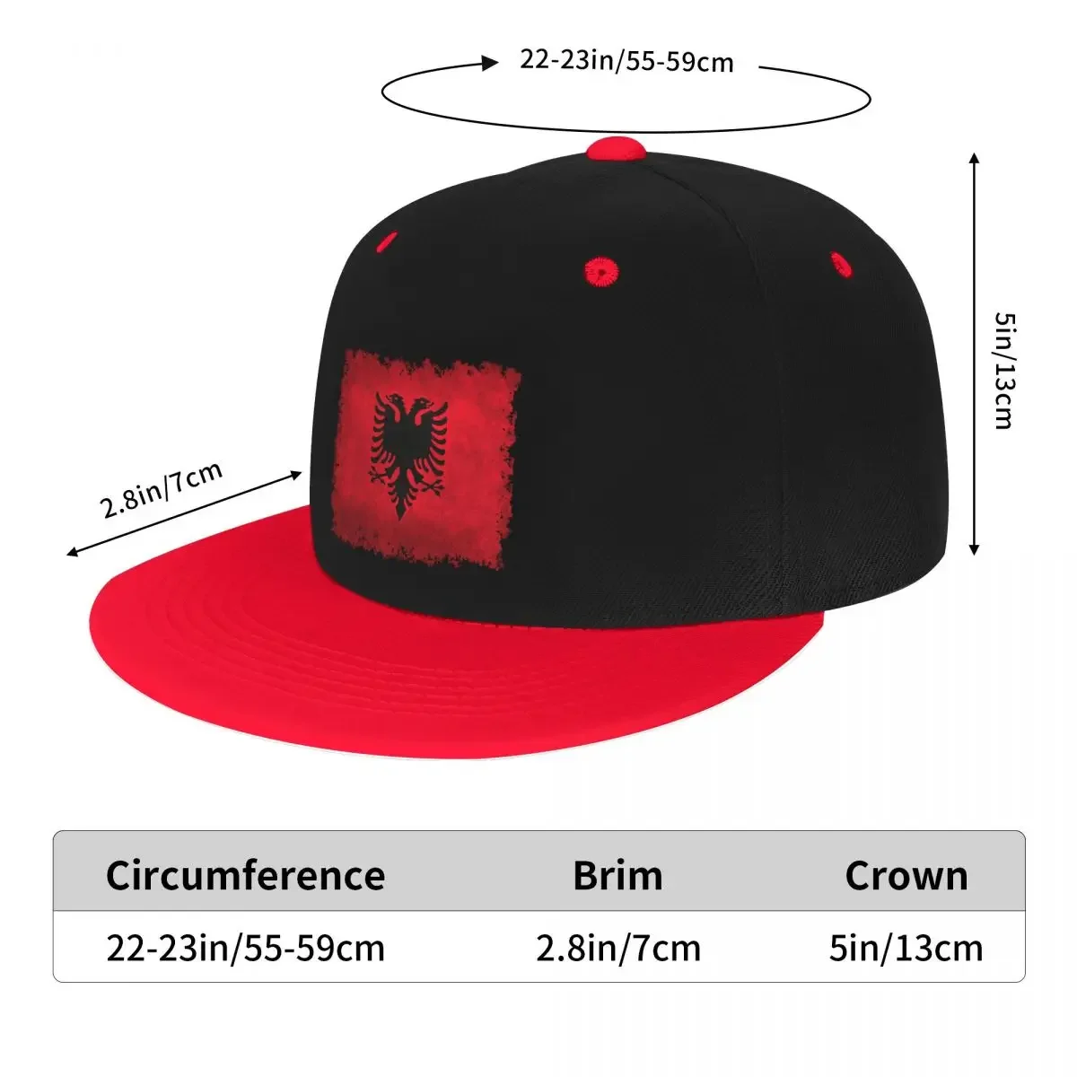 Punk Albańska flaga z podartymi krawędziami Hip Hop Czapka z daszkiem Lato Patriotyczna Albania Miłość Płaska deskorolka Snapback Czapka taty