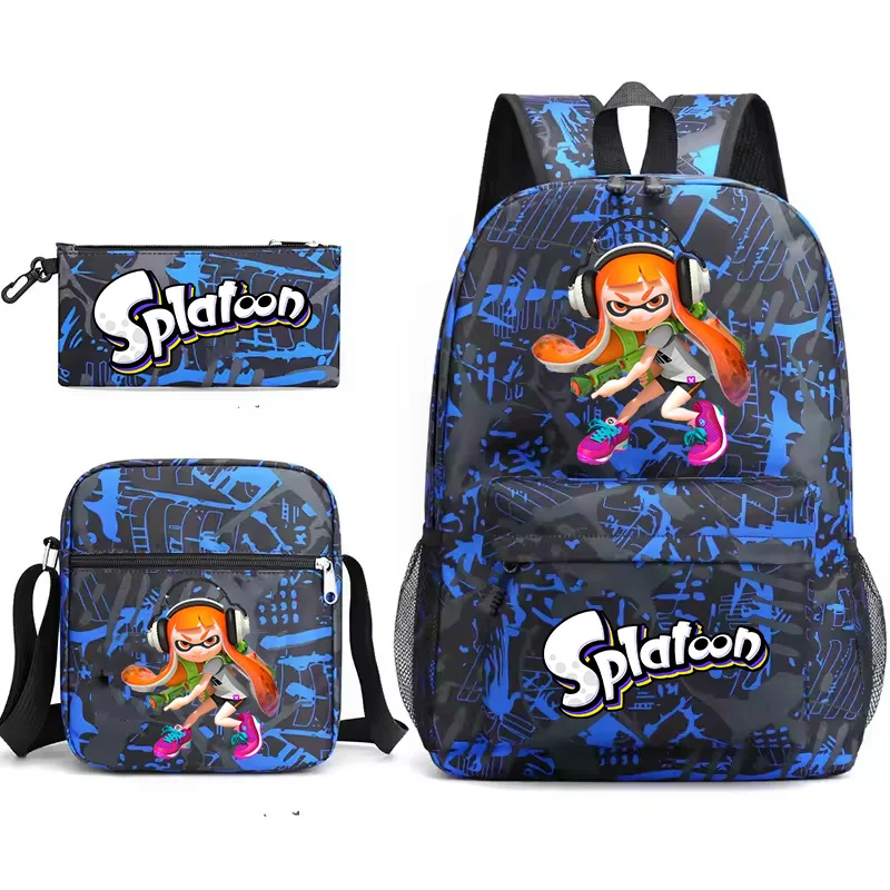 Hot Game Splatoon Kind Rugzak Studenten Jongens Meisjes Schooltassen 3 stks Set Grote Capaciteit Lichtgewicht Rugzak Reistas Mochila