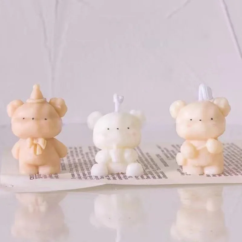 Cute Bear Candle Making Mould 3D Scented Candle Molds DIY Decoration Silicone Mold Handcraft Crystal Epoxy Soap Candle Moulds