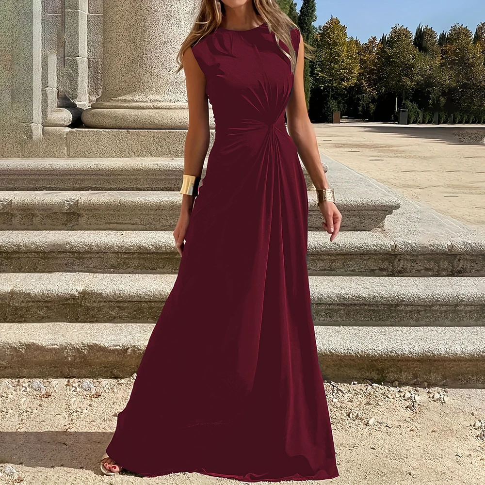 Sexy Women Evening Party Long Dresses 2024 Summer Fashion Slim O Neck Black Sleeveless Tank Maxi Dress Elegant Vestidos