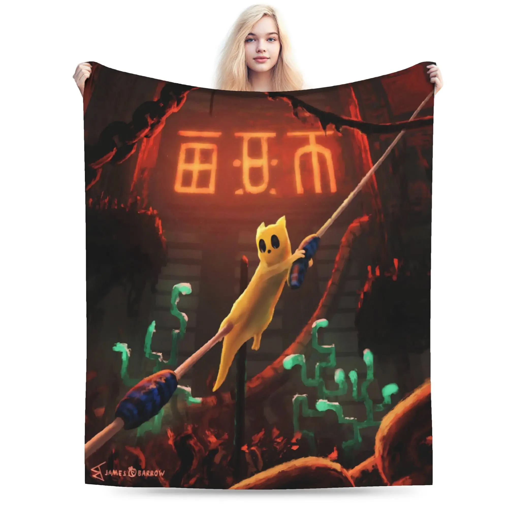 Y2K Rain World Slugcat Indie Game Survival Platformer Blankets Ultra-Soft Flannel  Comfortable Throw Blanket Machine Washable