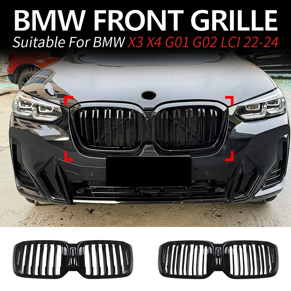 

Передняя решетка для BMW X3 X4 G01 G02 LCI 2022-2024, вертикальная линия, двойная сетка, кузов Ktis, обновление автомобиля, аксессуары для обновления