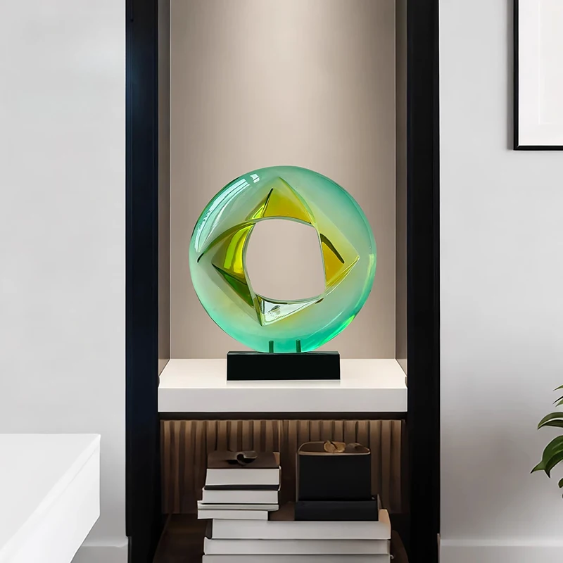 Home Decor Creative Modern Round Transparent Resin Statue Hotel Lobby Art Ornament Clubhouse Sales Office Soft Accessories Gifts
