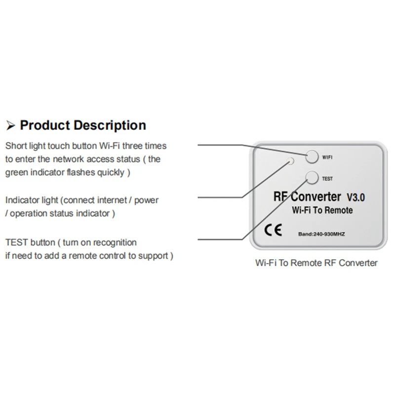 2x Universele Draadloze Wifi Naar Rf Converter Telefoon In Plaats Afstandsbediening 240-930Mhz Voor Smart Home