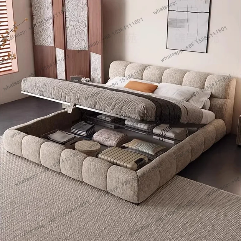 LJY Bedroom Beds Modern Minimalism Cama Box Casal Furniture King Size Cream Style Double Bed 180x200cm Elegant Comfortable Desig