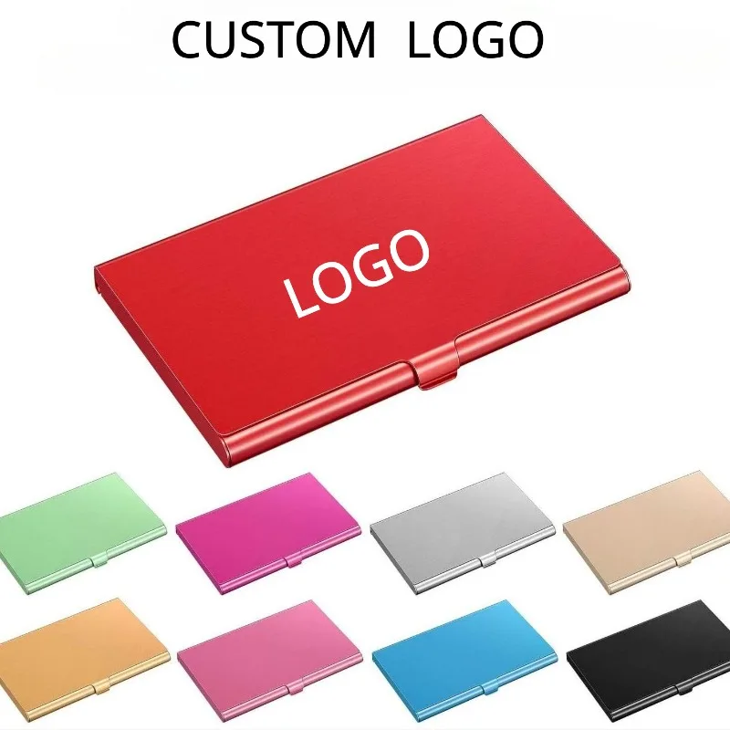 Customized LOGO Aluminum Alloy Cardcase for Men and Women Laser Engraved Metal Business Card Box Bag Personalized Gift