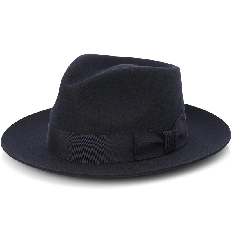 Autumn and Winter Leisure Versatile Top Hat Pure Wool Fashionable Gentleman Hat Female Big brimmed British Jazz Hat Male