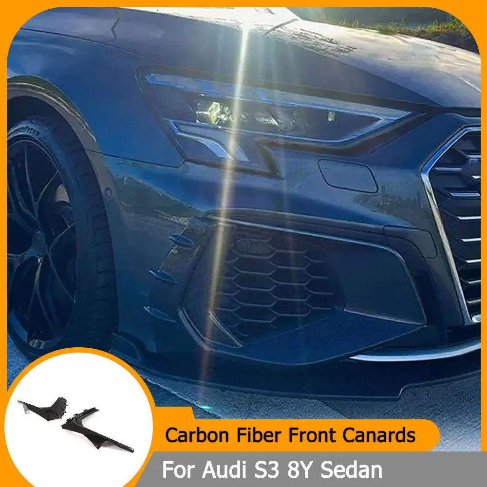

Carbon Fiber Front Bumper Canards Splitters Car Front Body Kits for Audi S3 8Y Sedan 4-Door 2021 2022 Air Vent Fins Cover