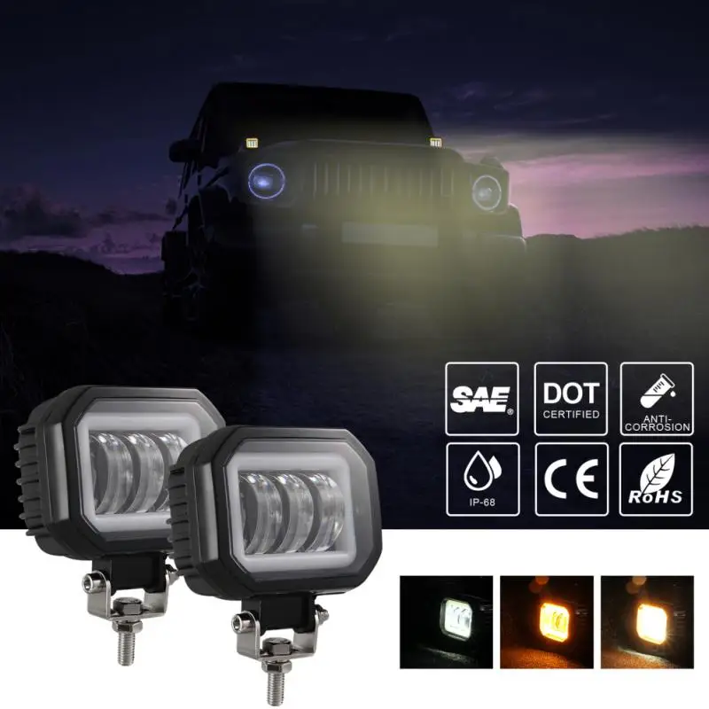 Faro Led cuadrado impermeable, práctico, portátil, Universal, para coche, camión, Atv, suministros para coche, foco de 3,5 pulgadas, luz antiniebla duradera