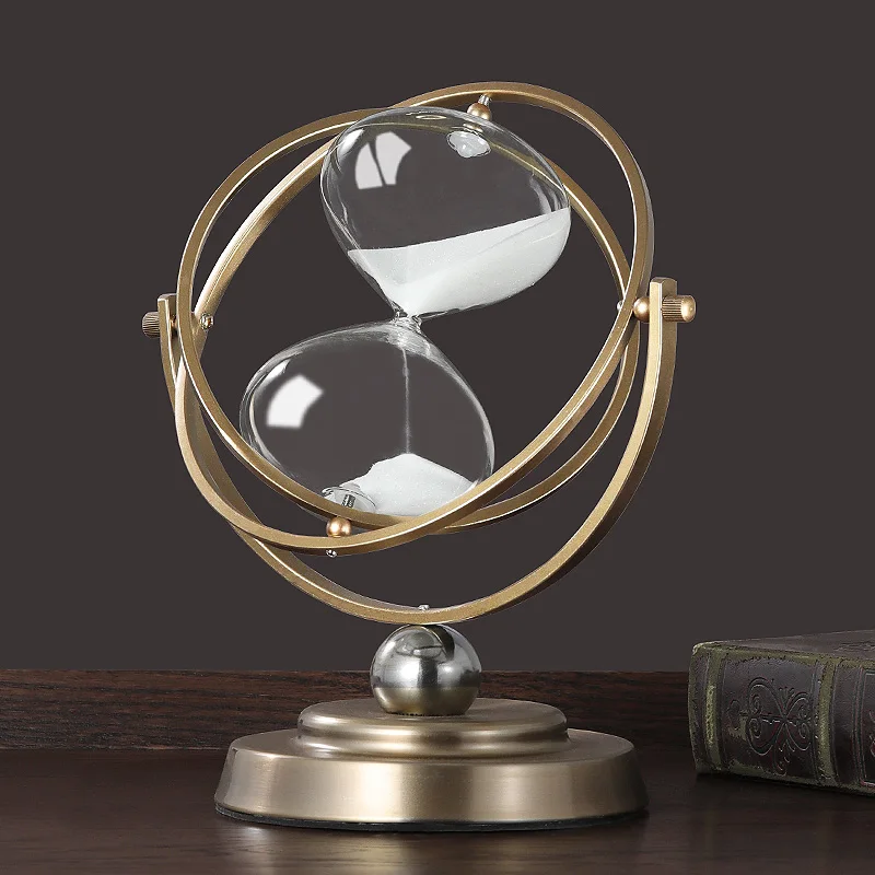 

Luxury Creative Metal Globe Hourglass Figurine European-style Office Bookcase Study Wine Cabinet Home Decoration Miniatures