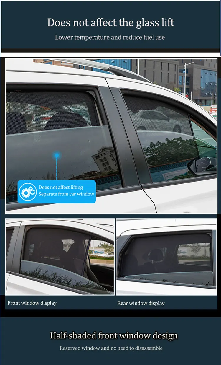 Maßgefertigter Sonnenschutz für Mercedes Benz GLB EQB 2020-2024, Frontscheibenrahmen-Vorhang, Sonnenschutz für die hinteren Seitenfenster. – Detail 5