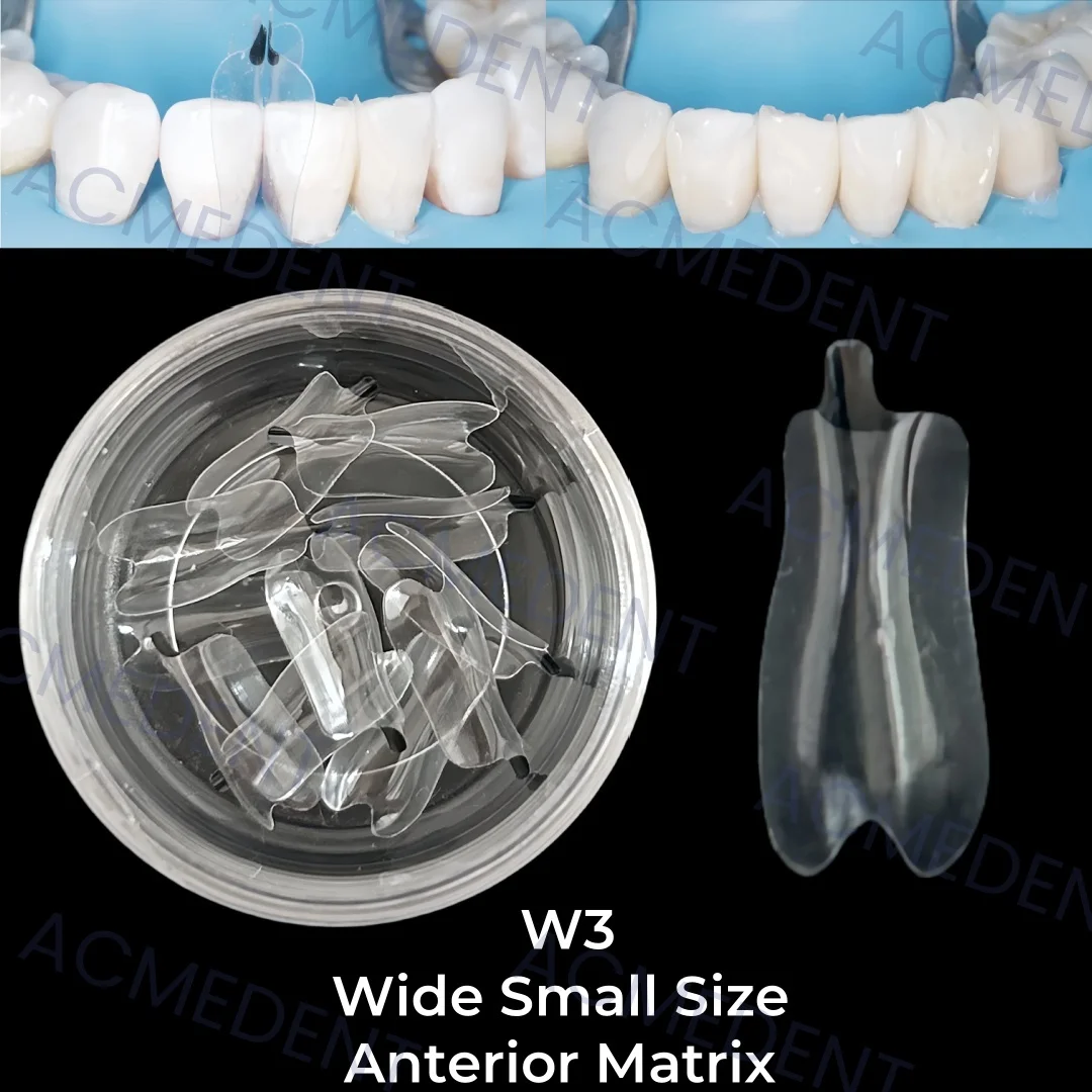 W3 Dental Anterior WideS Matrix Transparent Clear Matrix BT Bow Maxillary Matrices Contoured Fit BioClear Matrice Black Triangle