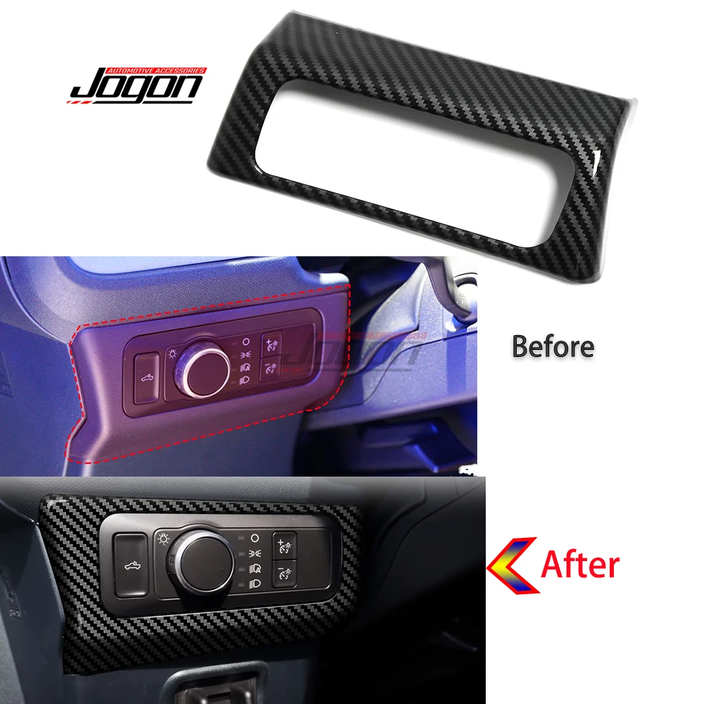 LHD Carbon Fiber Look Car Interior Head Light Switch Headlight Frame Cover Sticker Trim For Ford Maverick 2022 2023 Accessories