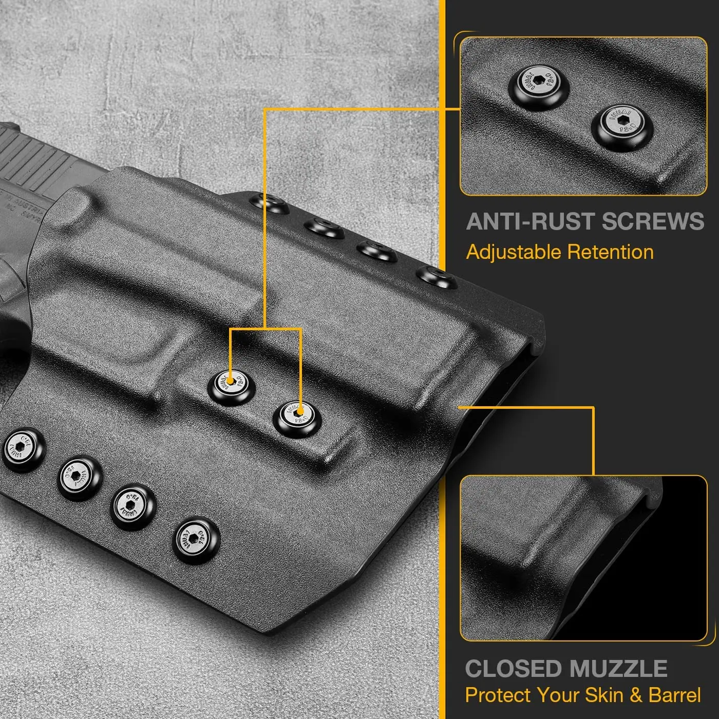 Only For Glock G19/23/25/32,G17,Sig P320/MP9/CZ P07/CZ P09/CZP10C,Gunflower OWB Kydex Holster,Right Hand,Compcat Pouch Gun Case