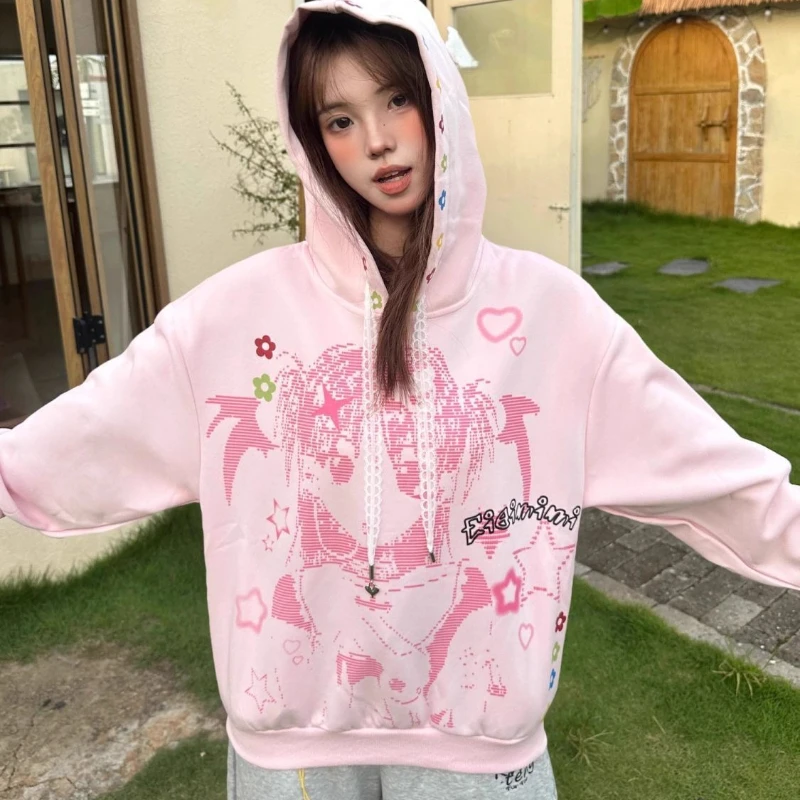 Deeptown Japanese Style Harajuku Hoodies Women Y2k Kawaii Anime Zip Up Coats Casual Oversized Cutecore Bunny Hoodies Aesthetics