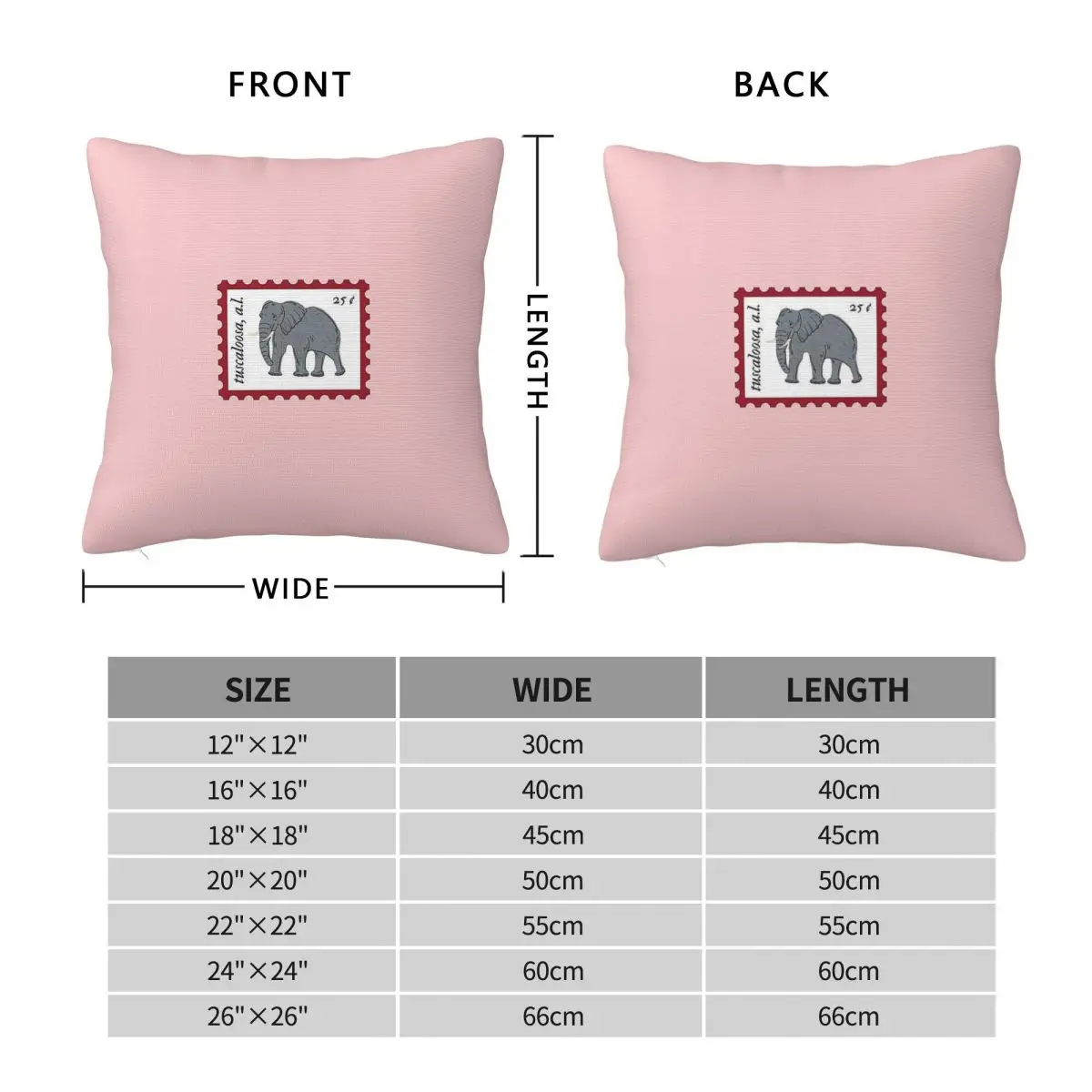 Tuscaloosa Al Stamp Square Pillowcase Polyester Linen Velvet Printed Zip Decorative Car Cushion Cover 45x45