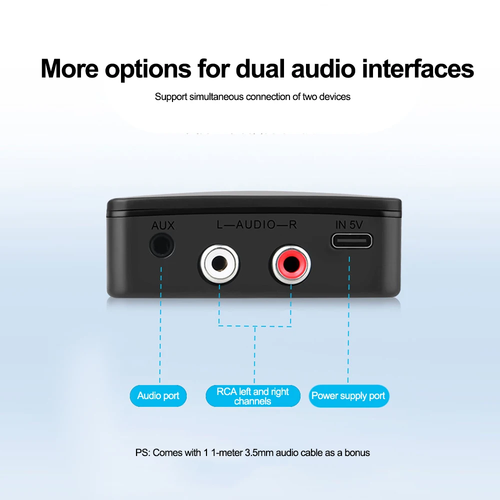 Bluetooth 6.0 Audio Receiver Hi-Fi 3.5mm AUX 2RCA Stereo Music Wireless Adapter With Mic For Car Kit Speaker Amplifier