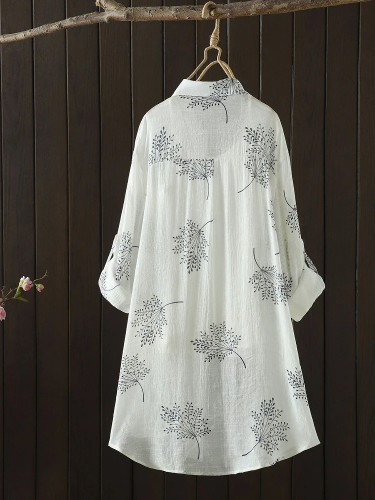 Kemeja Wanita Ukuran Besar 2025 Musim Panas Baru Laris Elegan Blus Cetak Wanita Longgar Kasual Lengan Panjang Atasan Keren Pakaian Jalan Antik