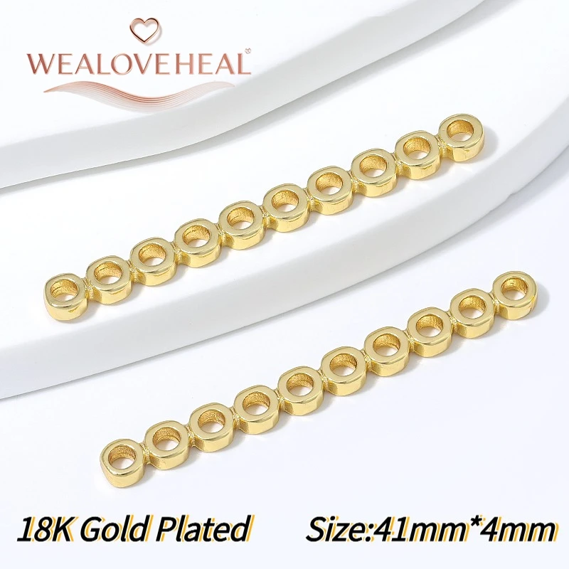 18K vergoldete Messing-Flachperlenverbinder mit mehreren Löchern, 2-10 Loch-Optionen, DIY-Zubehör für mehrsträngige Halsketten und Armbänder. – Detail 36