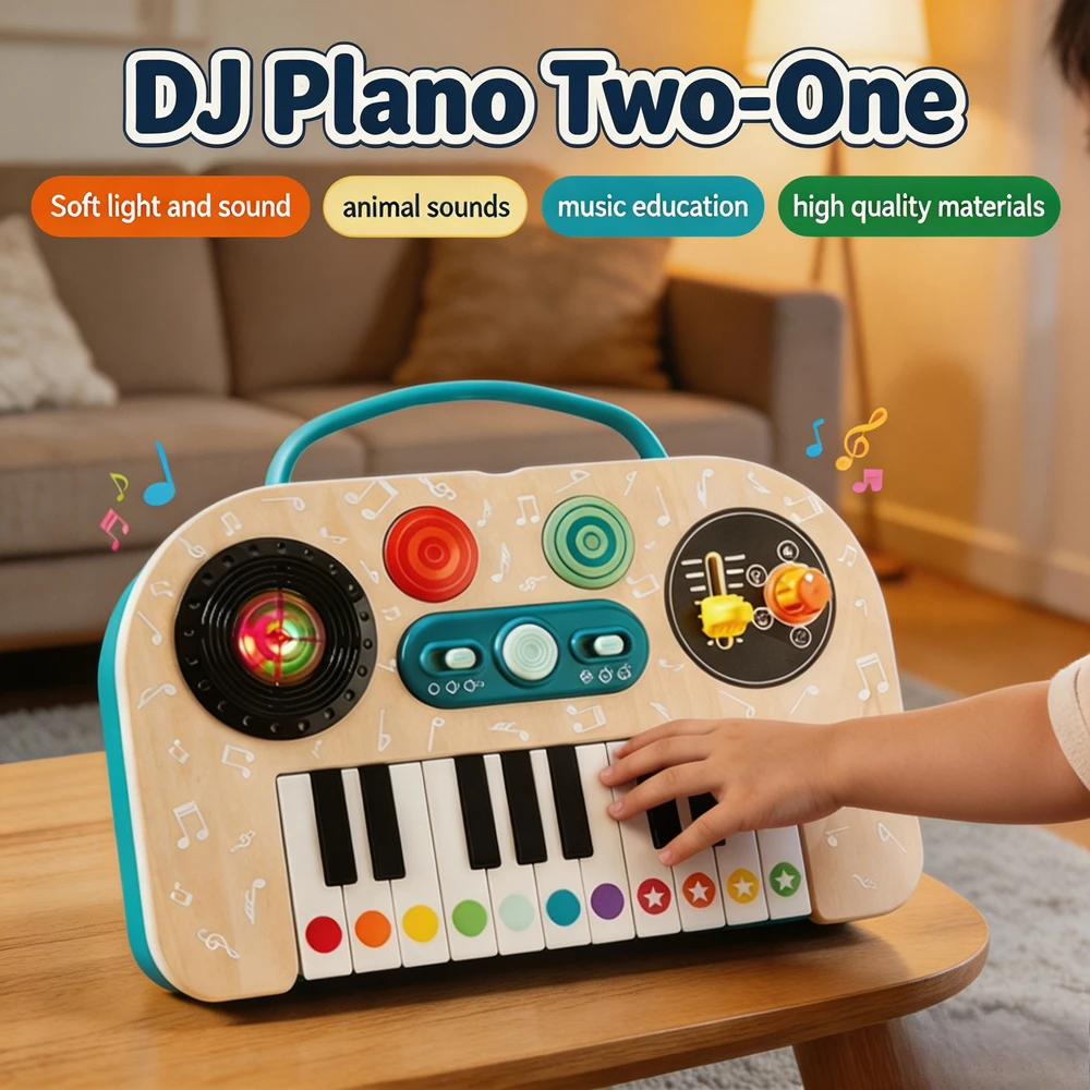 Multifunctional 2 in 1 DJ Piano Toy Simulated Electronic Music Mixer Instrumen Learning Educational Play Set Birthday Gift