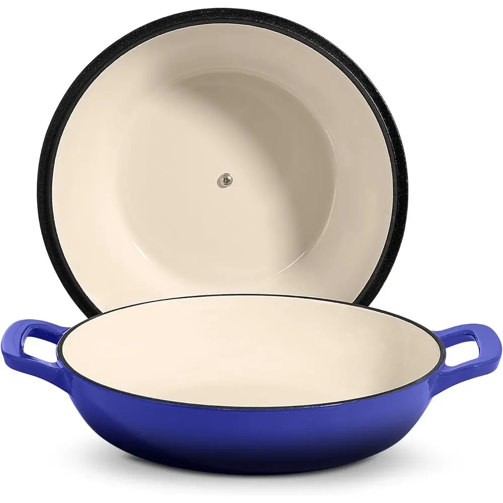 Enameled Cast Iron Sourdough Bread Oven - Non-Stick, 6QT Round with Lid, Indigo Blue