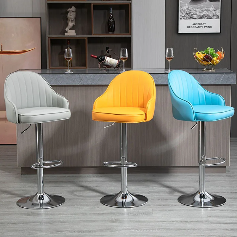 Leather Dining Room Bar Chairs Modern Luxury Adjustable Black Bar Stool High Quality Nordic Taburetes De Bar Home Furniture