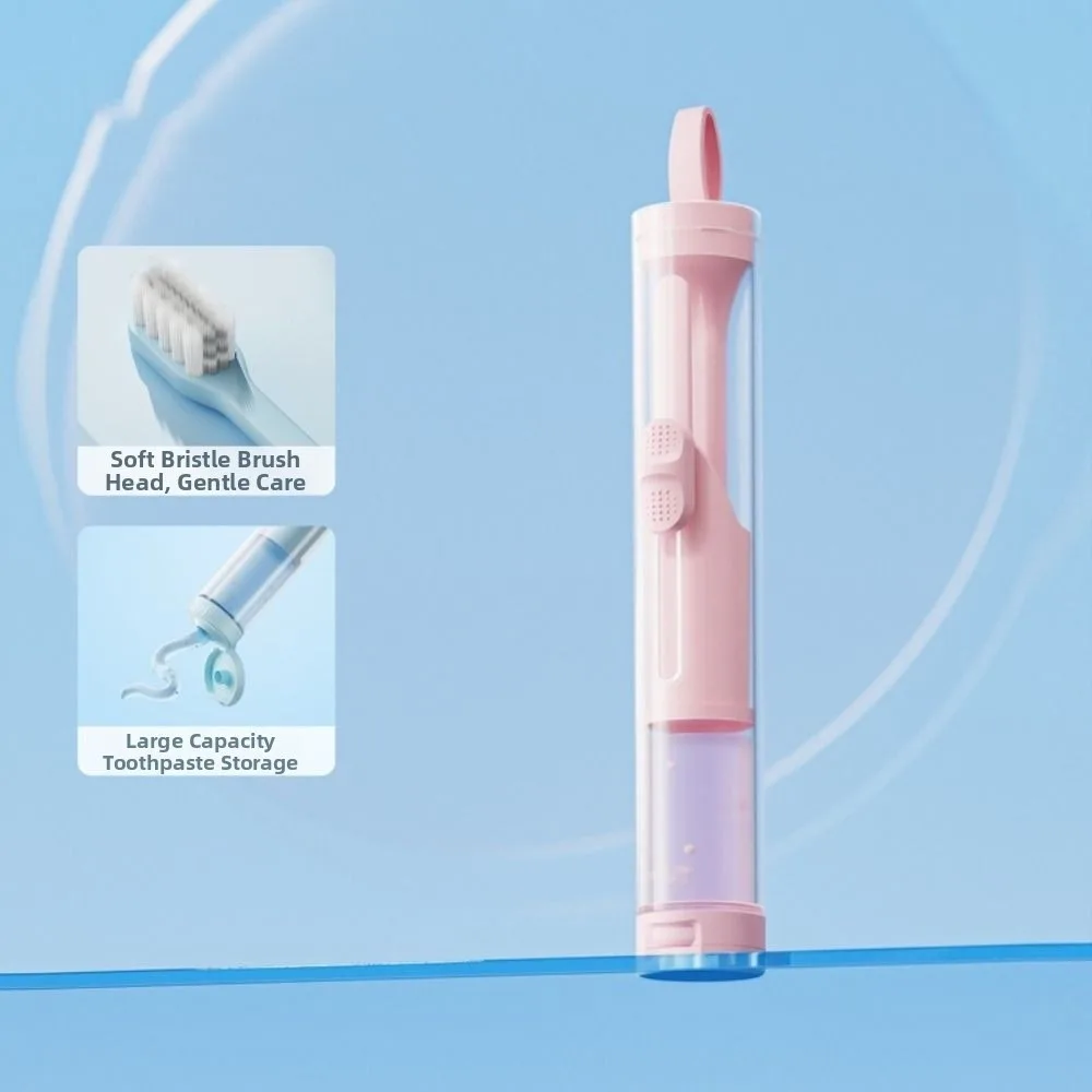 3-IN-1 Travel Toothbrush Set Portable Foldable Toothpaste Dispenser Mini Integrated Toothpaste Tube Storage Box