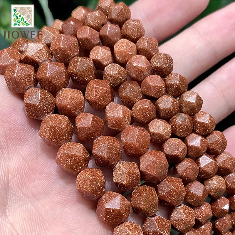 6 8 10MM Natural Stone Faceted Golden SandStone Beads for Jewelry Making Loose Spacers Beads DIY Bracelet Earrings 14