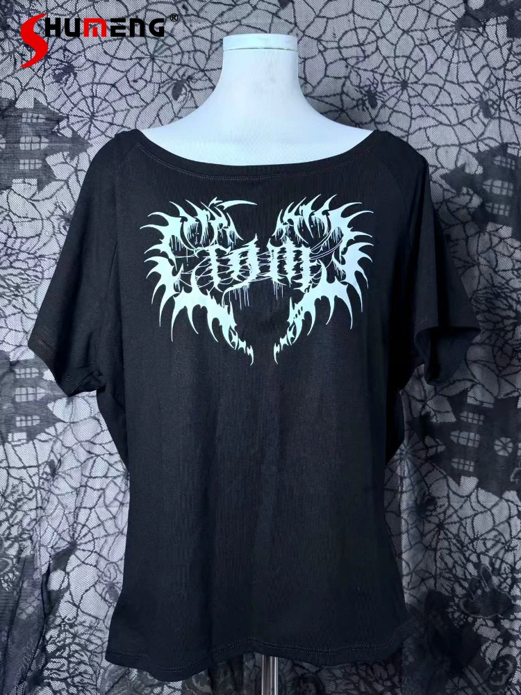 

Harajuku Subculture Gothic Punk Black T-shirt Women 2026 Summer New Student Sweet Cool Loose Casual Fashion Cotton T-shirt Top