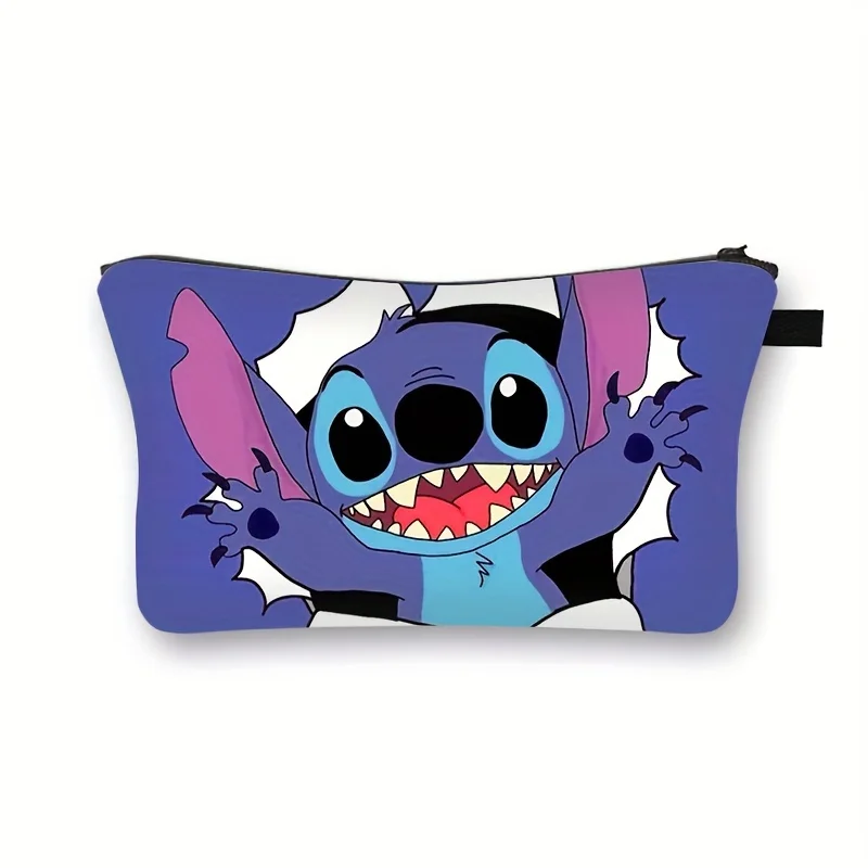 Disney Stitch Bag Cartoon Anime Stitch Pattern Zipper Fashion Kawaii Large Capacity Portable Storage Cosmetic Bag