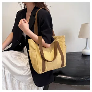 PREPPY Style shoulder bag Unisex Large capacity Casual Bag Versatile Solid Canvas Bag Student Traveling Zipper Square Bag 8 Main Sales Bag Bag - №6