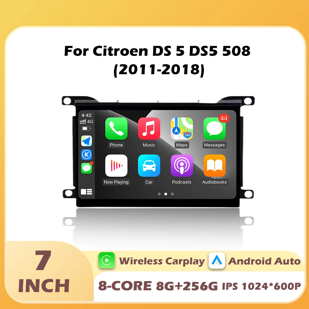 

Wireless Carplay Android 16 Touch Screen For Citroen DS 5 DS5 508 2011-2018 Bluetooth Car Video Multimedia Player GPS Navigation