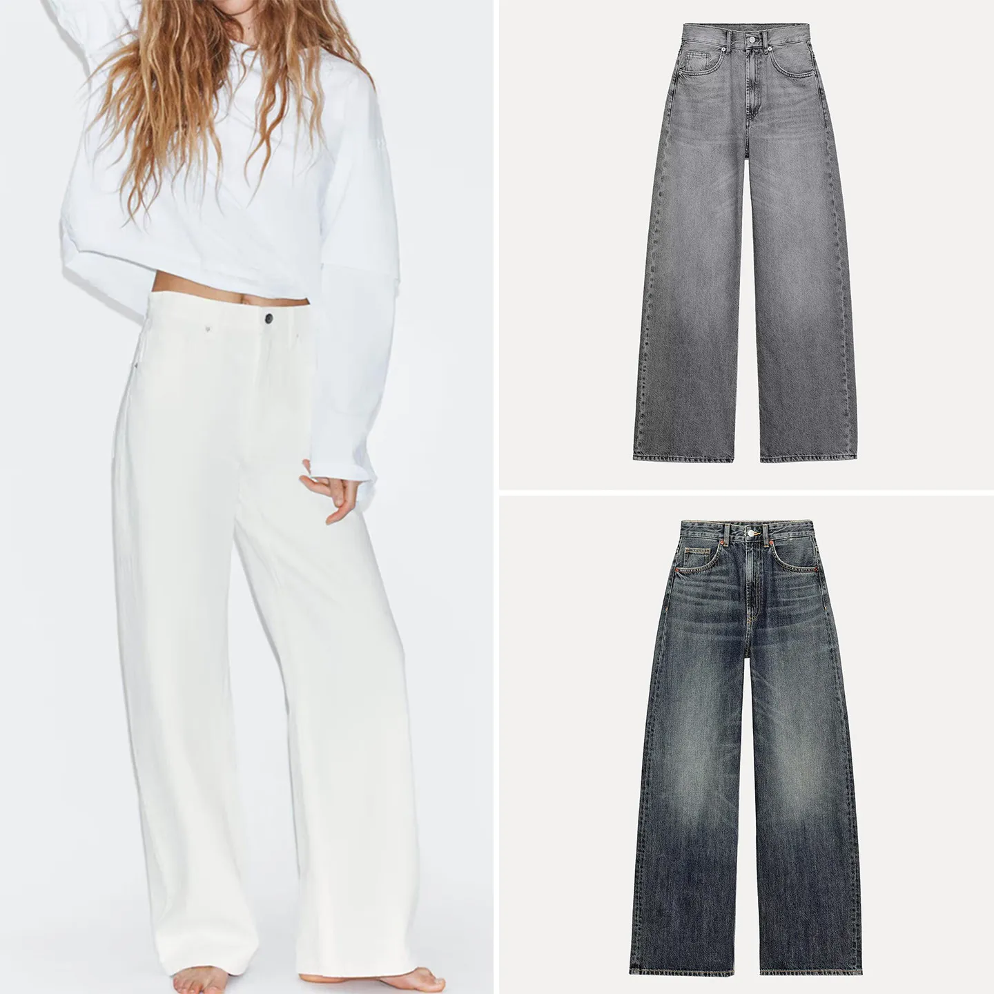 

Повседневные женские джинсы с высокой талией и очень широкими штанинами, свободного кроя, новинка весеннего сезона, удобные джинсовые брюки с высокой талией