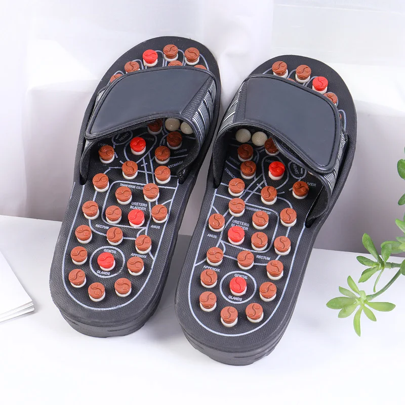 Massage Slippers Taiji Rotating Massage Orbs With Spines Foot Point Health Care Flat Shoes Indoor Low-heel Leisure Plus Size