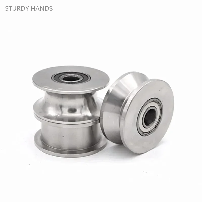 1pc Stainless Steel Track Pulley Bearing Quiet Wheel Sliding Door V/U/H Type Grooved Steel Wire Rope Directional Roller