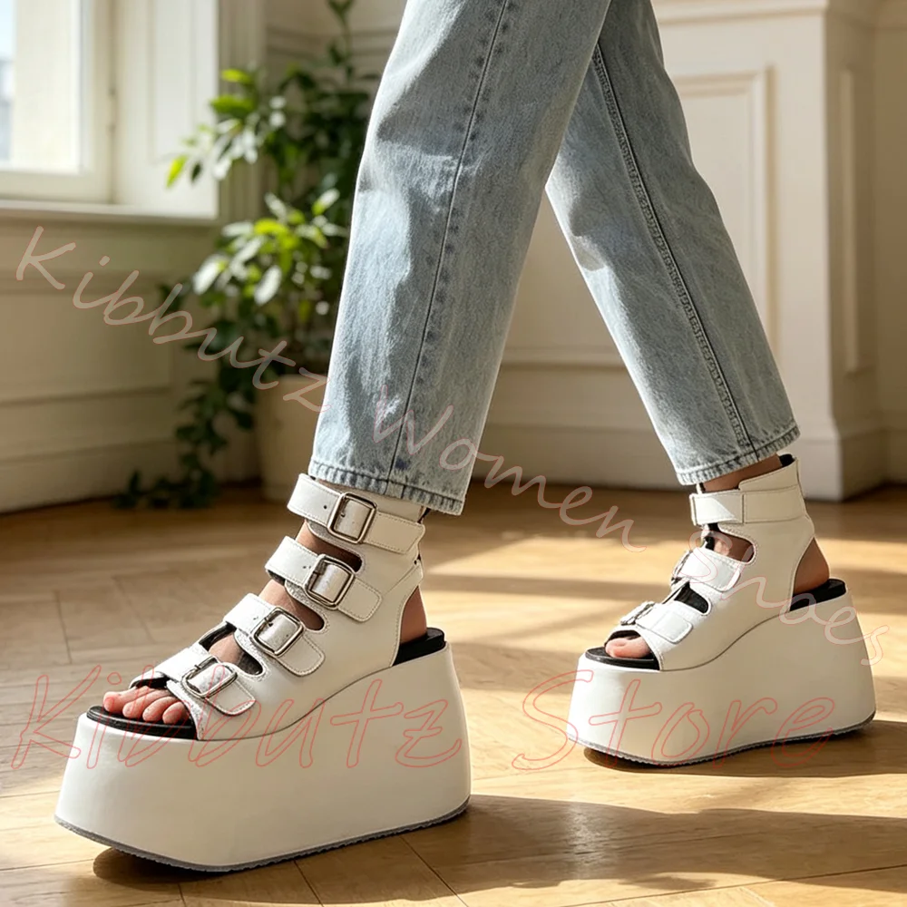 Fashion Women Belt - Kemer Tokası Roma Sandalet Platform Yuvarlak