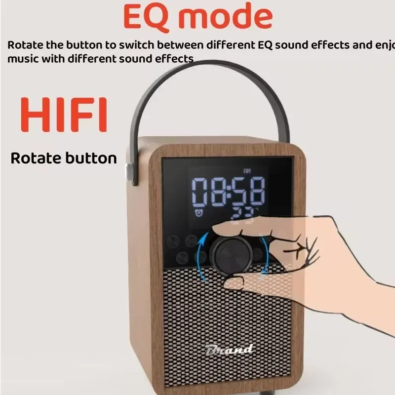 Reloj portátil con sonido De madera, tarjeta TF, Radio FM, Retro, HIFI, fiesta familiar, caja De sonido aplicable al aire libre, Altavoz Bluetooth