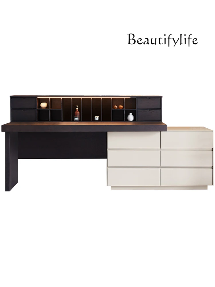 Italian-Style Light Luxury Minimalist Master Bedroom Dressing Table Storage Cabinet Integrated Modern Retractable Makeup Table