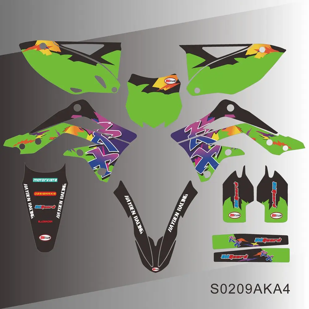 Full Graphics Decals Stickers Motorcycle Background Custom Number For KAWASAKI KXF 450 KXF450 KX 450F 2013 2014 2015