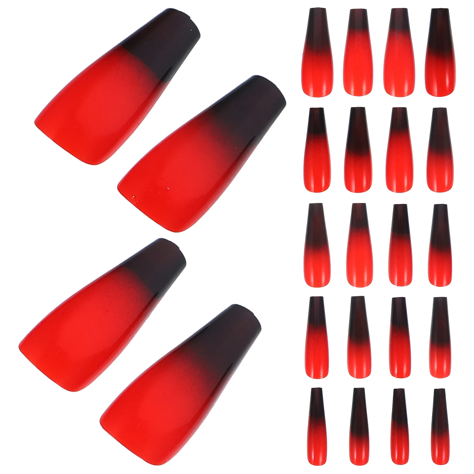 

24pcs /Set Fake Full Cover Matte Black Red Gradient Artificial Nail Tips False Nails For Women Durable Comfortable Wedding Prom