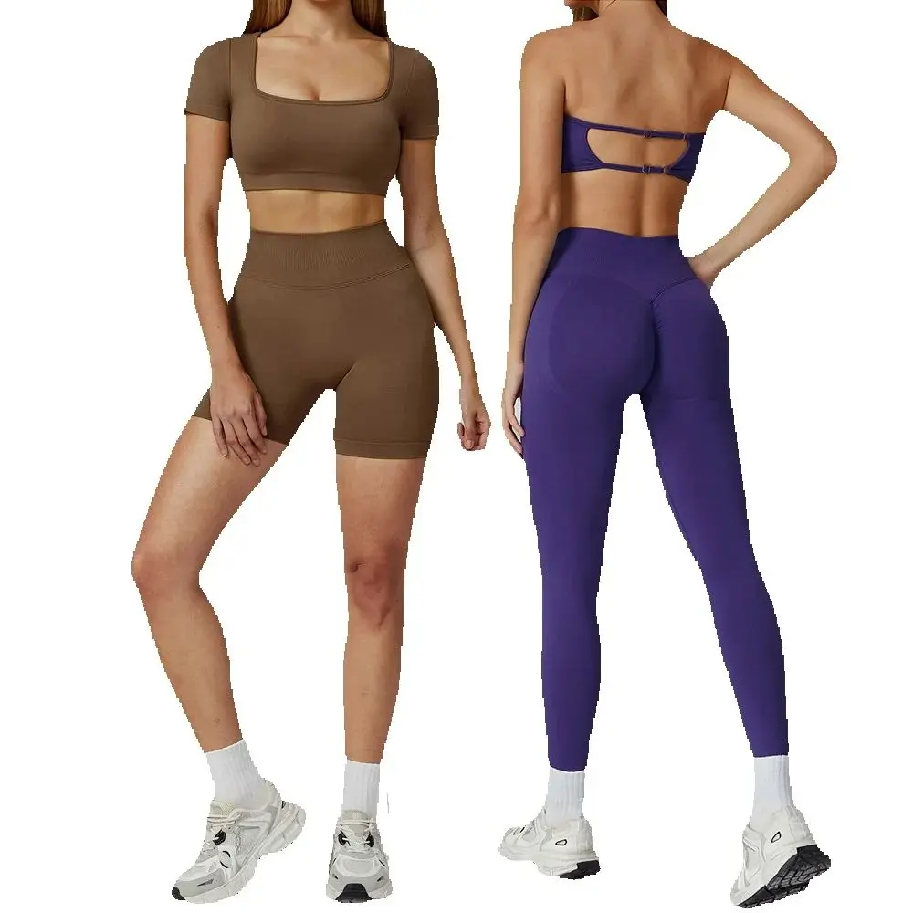 

2PCS Yoga Suit Fitness Set Women's Sports Gym Set Running Workout Long Sleeve Sports Bra Female Athletic Wear Yoga Clothing