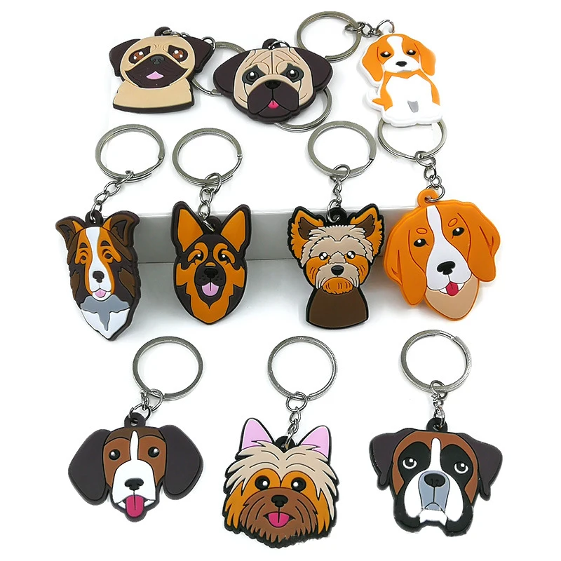 New Keychain Cute Animal Cartoon Keyrings Dog Pig Panda Koala Bee Dolphin Pattern Key Holders Car Keys Pendant Accessories Gifts