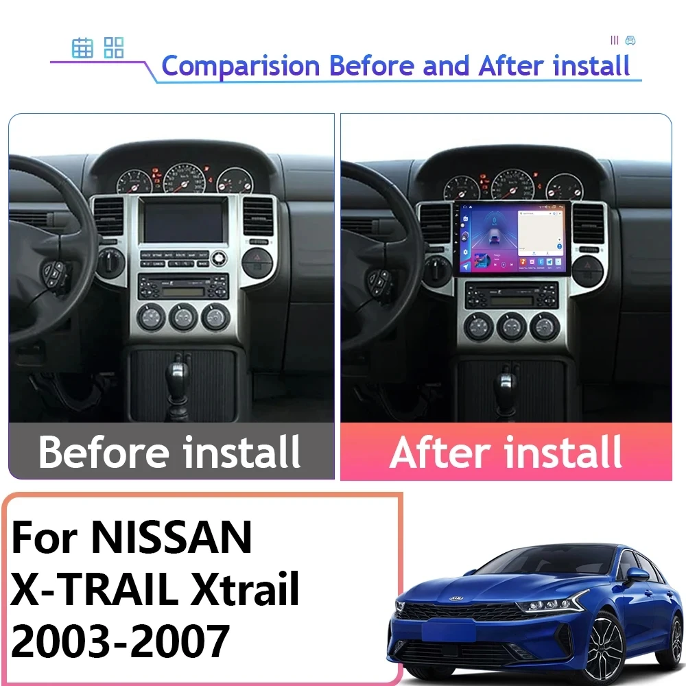 Carplay For NISSAN X-TRAIL Xtrail 2003-2007 Android Car Auto Radio Multimedia Video Player GPS Navigation Screen NO 2din DVD  BT