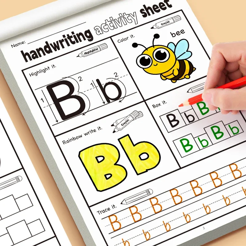 English Letter Handwriting Exercise Book Children's Fun Activity Copybook Containing Fun Illustrations 5 Types Interactive Games