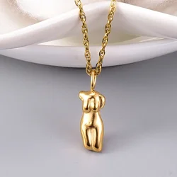 Fashion Chic Creative Abstract Female Body Pendant Necklace for Women Gold Color Stainless Steel Necklaces Trendy 2023